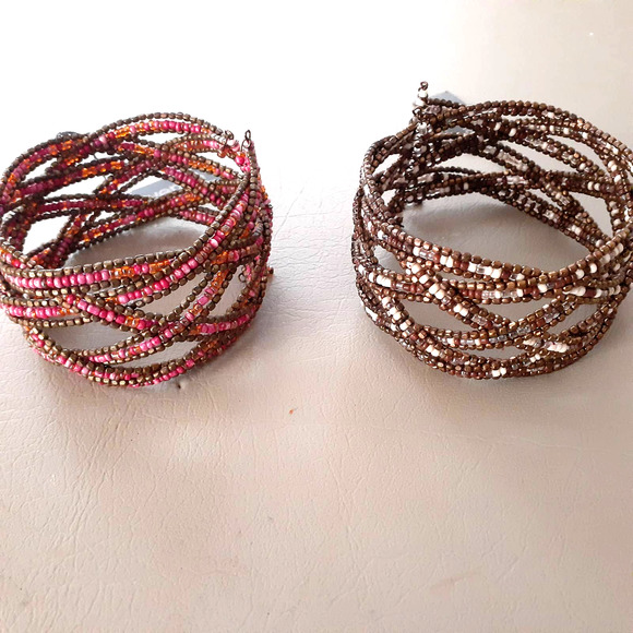 Avenue Jewelry - AVENUE 2 Seed Bead Cuff Bracelets Plus Size XL NWT